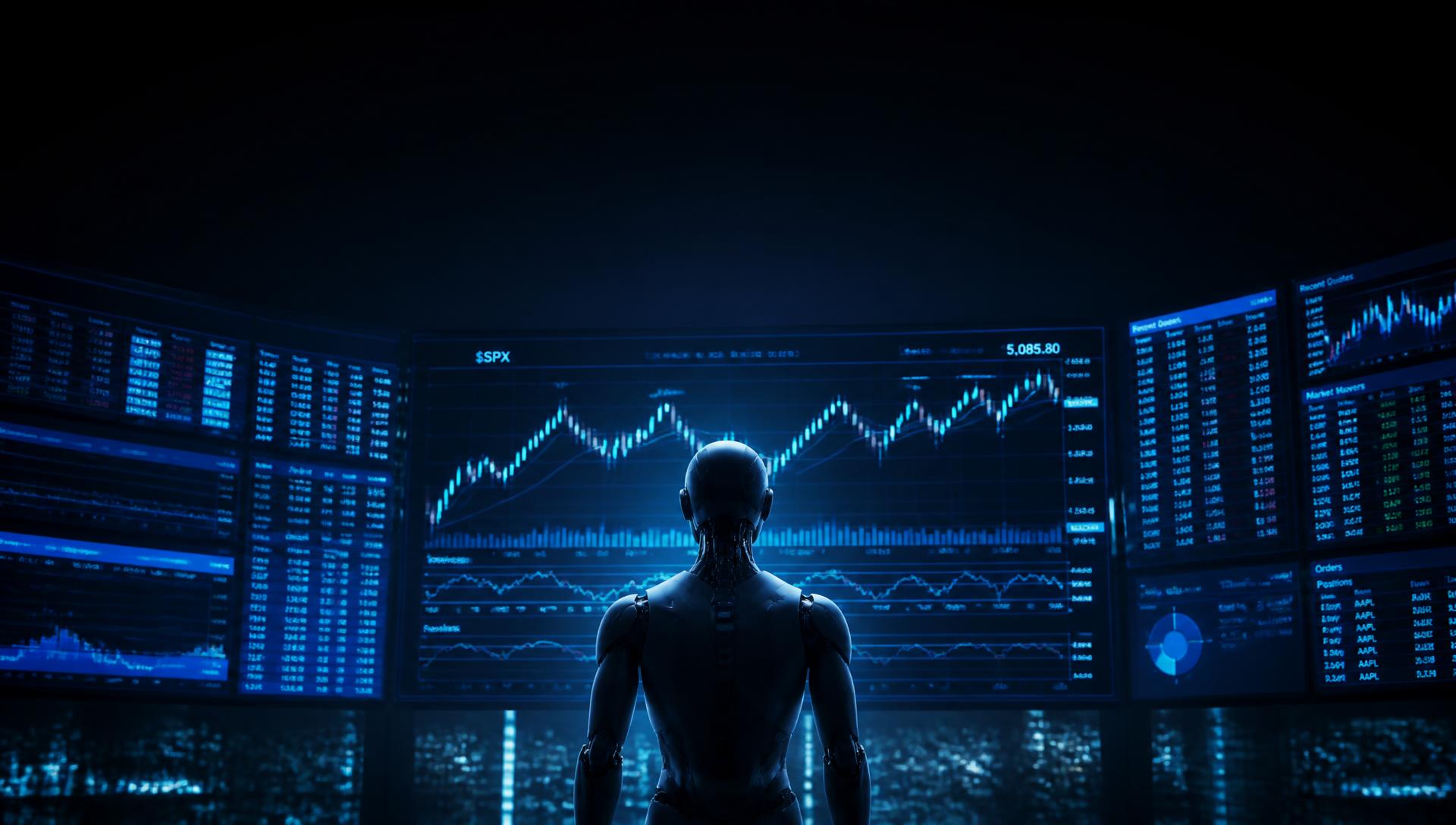 Android trader monitoring a wall of live market screens